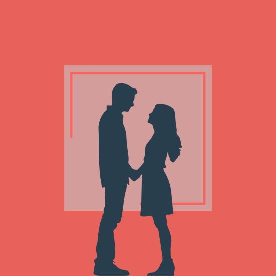 mand og kvinde kigger på hinanden med hinanden i hænderne